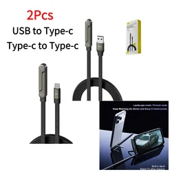 2Pcs/Set USB Type-C to Type C Cable Elbow Fast Charging Data Cable Foldable Stand Phone Holder for iphone 17/16/15 For Samsung