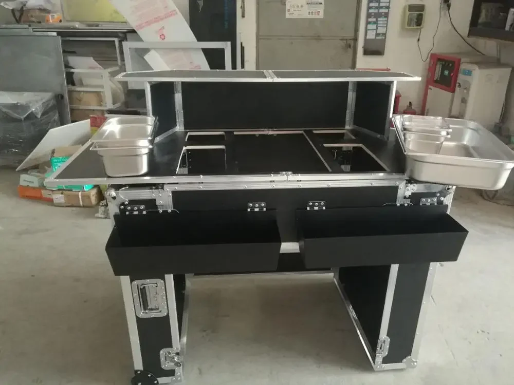 Bartender Mobile Folding Bar Outdoor Bartender BarMobile Bar Counter Box Storage Trolley Mobile Assembly Bar Flight Case Table