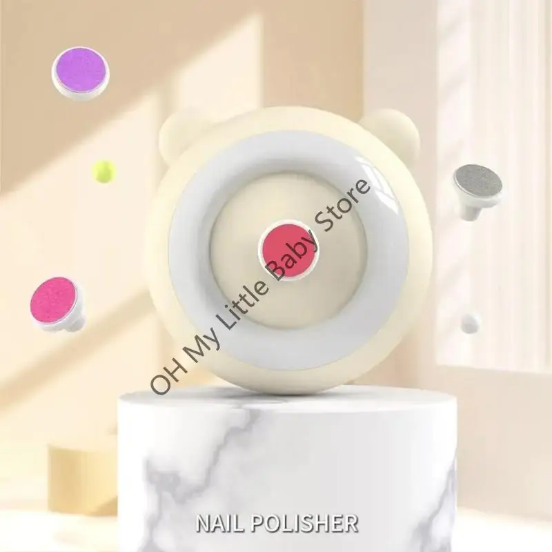 M76C Baby Electric Nails Trimmer تعمل مع ضوء LED للعناية بالأظافر الرضعية ، ويشمل 6 طحن الرأس 2 التحكم في السرعة