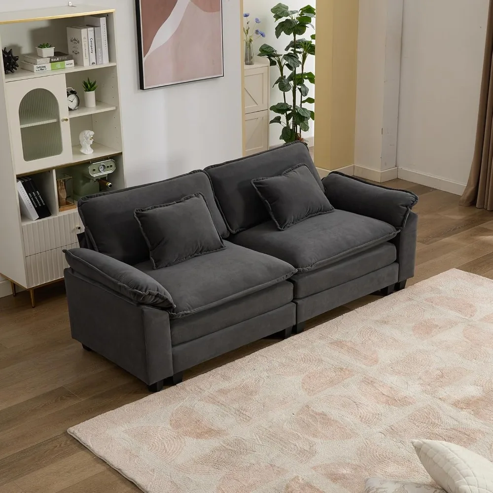 

Sectional Sofa Cloud Couch, Modern Velvet Comfy Upholstered Single Seater Sofa with
