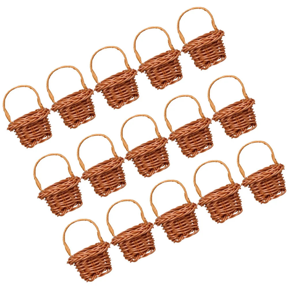 

Woven Basket Toy Picnic Mini Model Flower Baskets Simulation Rattan Ornament Miniature Storage