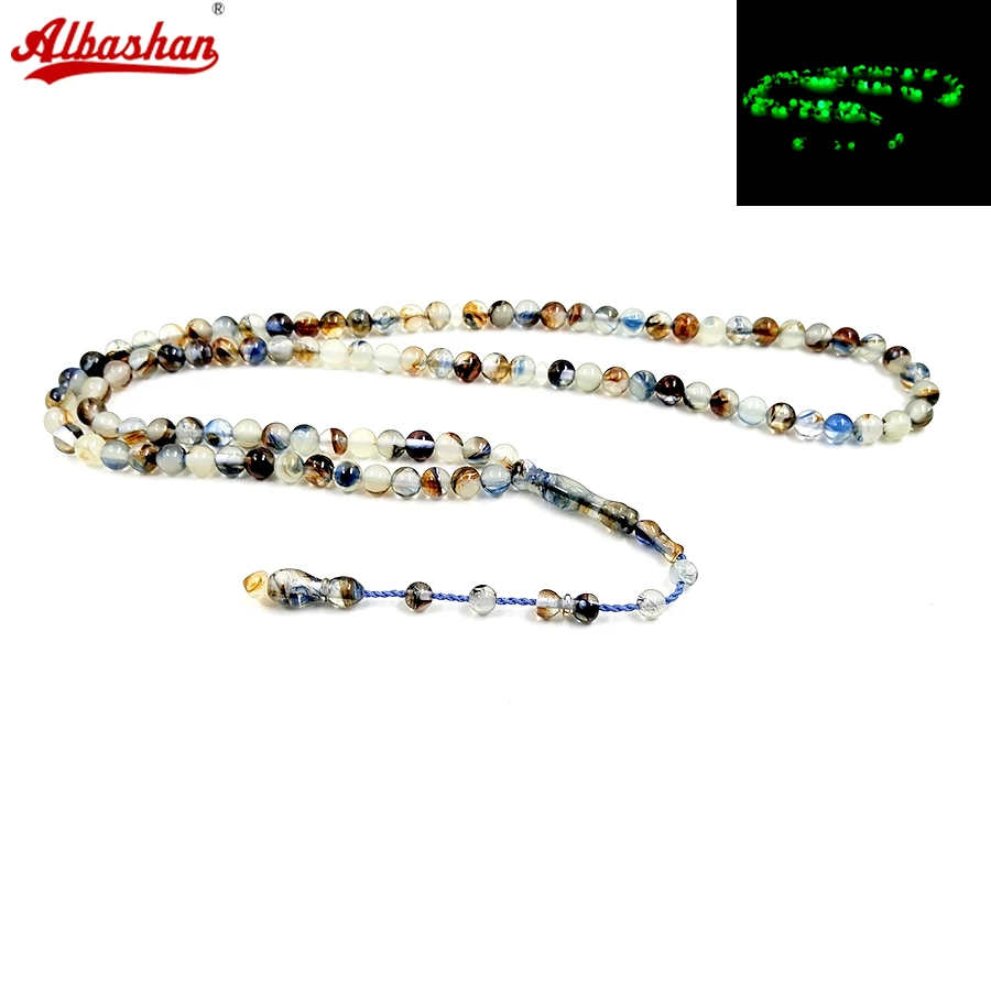 Luminous Tasbih bracelet Blue Bakelait misbaha Eid ADHA Gift accessories masbaha turkish jewelry 99 prayer beads bracelet