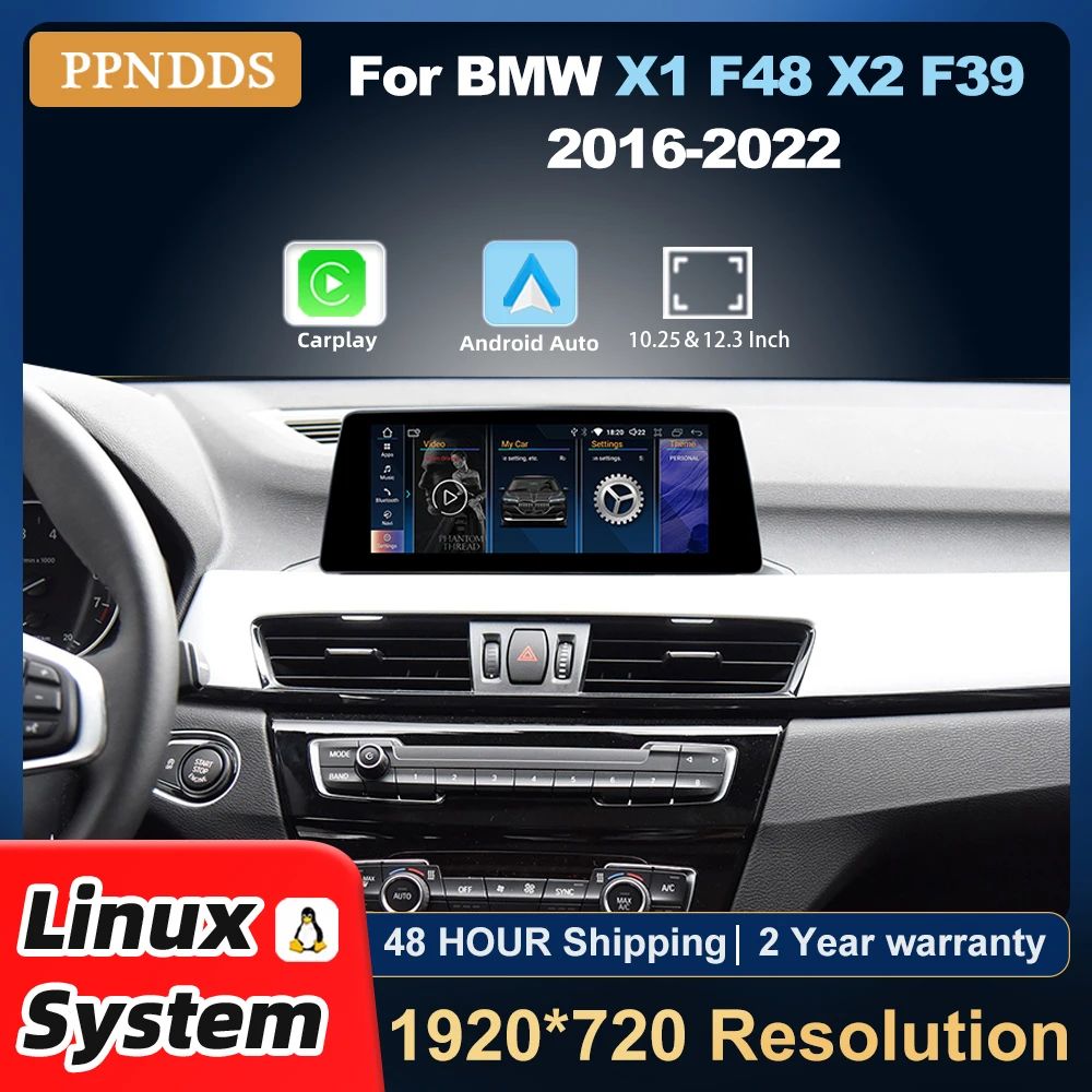 PPNDDS 1920*720 Wireless Carplay Linux Screen For BMW X1 F48 X2 F39 2016-2022 Car Multimedia NBT EVO System Android Auto 