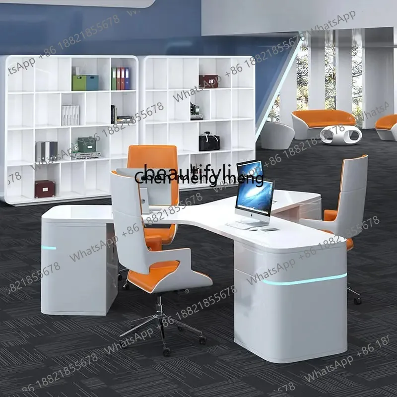 ss26 Simple Modern Creative Paint Command Center Technology Sense Staff Office Desk and Chair