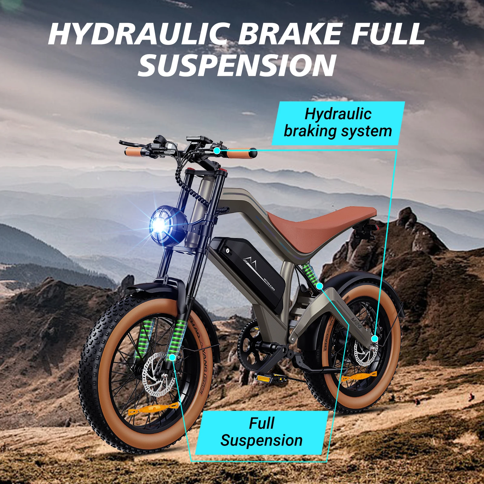 【1 Year Warranty】DYU M20 Electric Bicycle Peak 1500W Motor 48V18.2AH Lithium Battery Electric Bike Hydraulic Brake E-Bike，UL2849 view 4