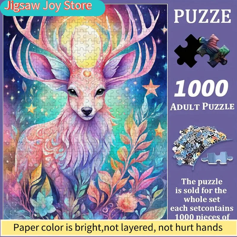 

Colorful Deer Jigsaw Puzzle Family Interaction & Fun Gift, Vibrant Abstract Design, Mystical Stag Pattern Challenging & Enter