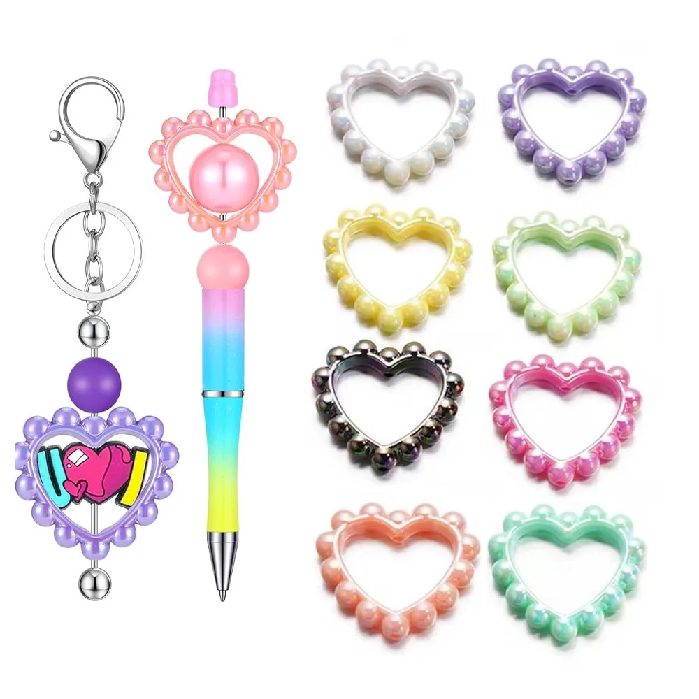 10Pcs 20Pcs Acrylic Love Garland Beaded Frame Bead For DIY Mobile Phone Chain Keychain Accessories Pen Decoration Jewelry Making