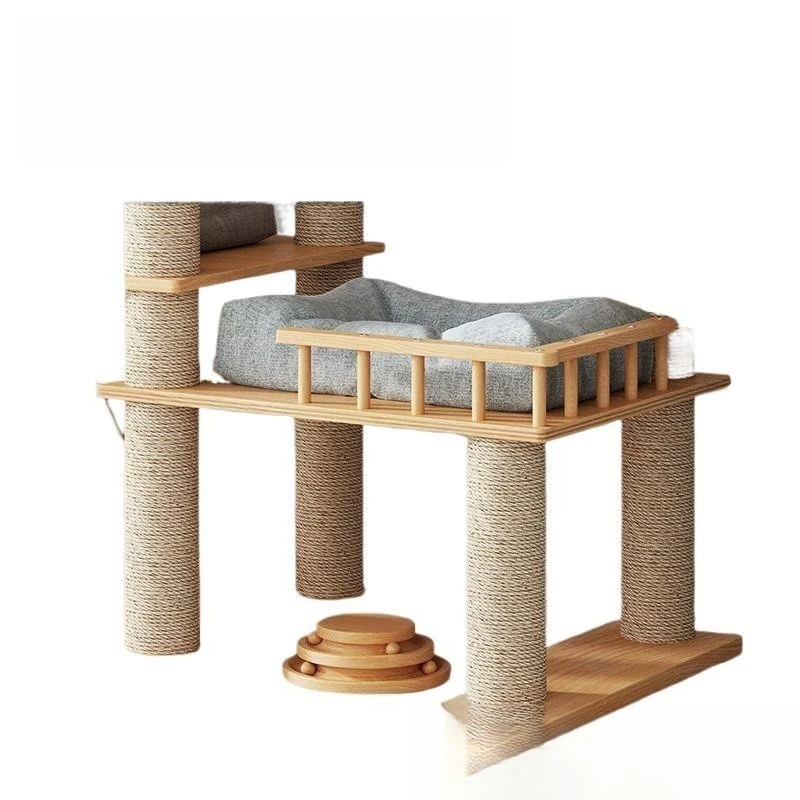 

Large solid wood cat climbing frame integrated four seasons sky big scratching board