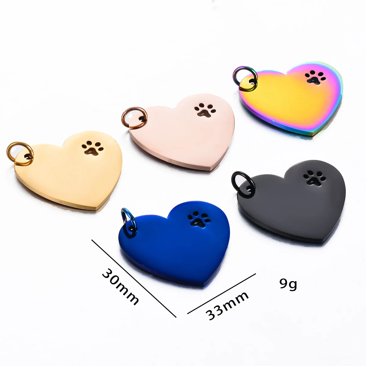 8Pcs Heart Hollow Paw Tag Stainless Steel Mirror Polished Metal Blank Pendants DIY Jewelry Making Necklace Wholesale 