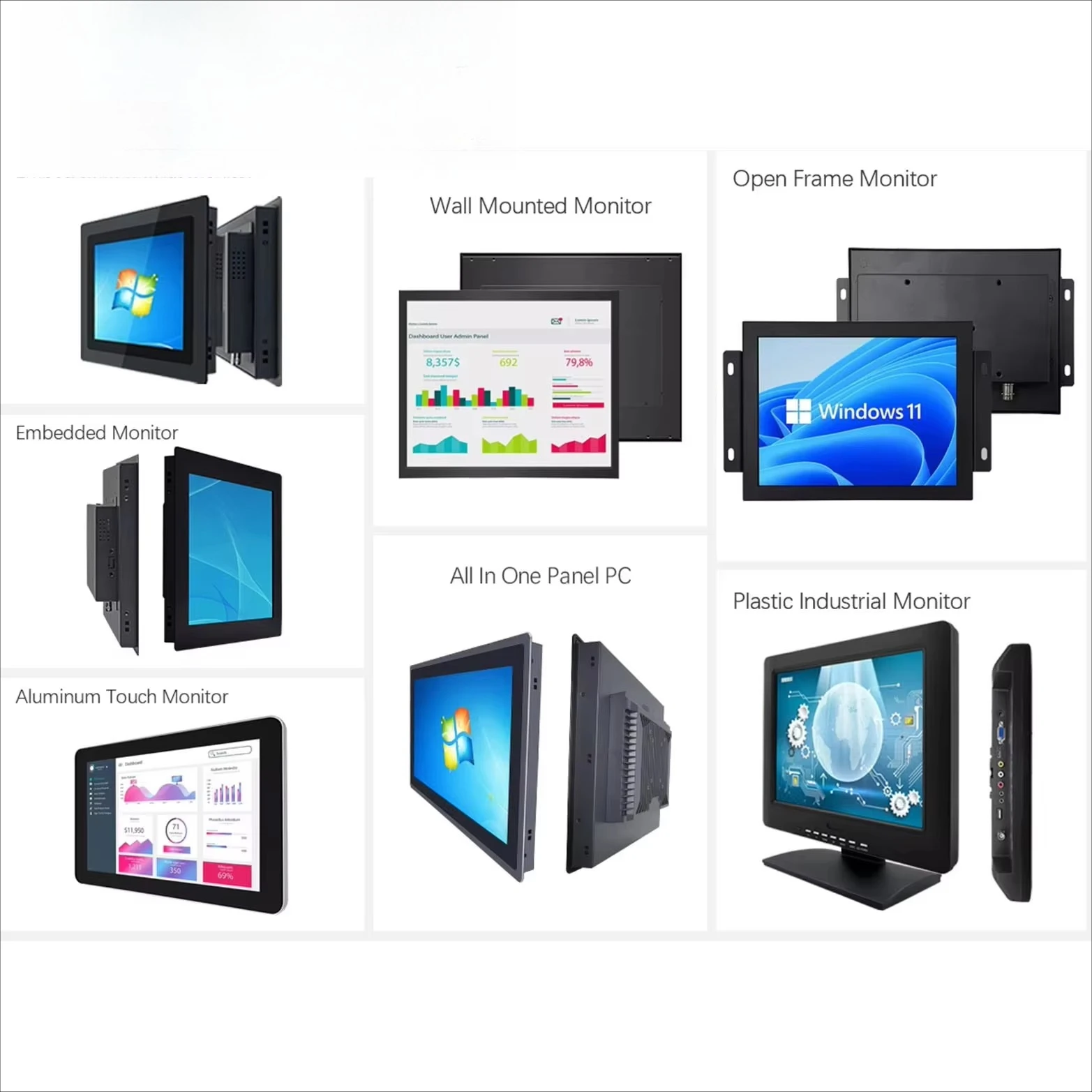 

Custom 7 9 12 1315.6 11 13 18.5 19 21 21.5 23 Inch Industrial Touch Screen Touchscreen Display