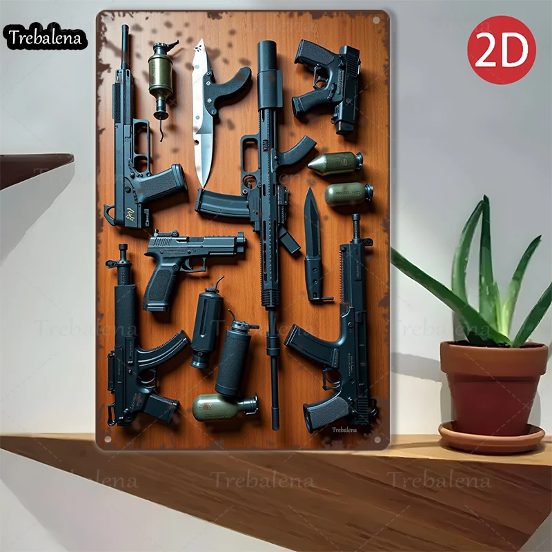 1PC 2D Flat 8*12inch Metal Sign Tactical Gear Arsenal Wood Panel Art Decor