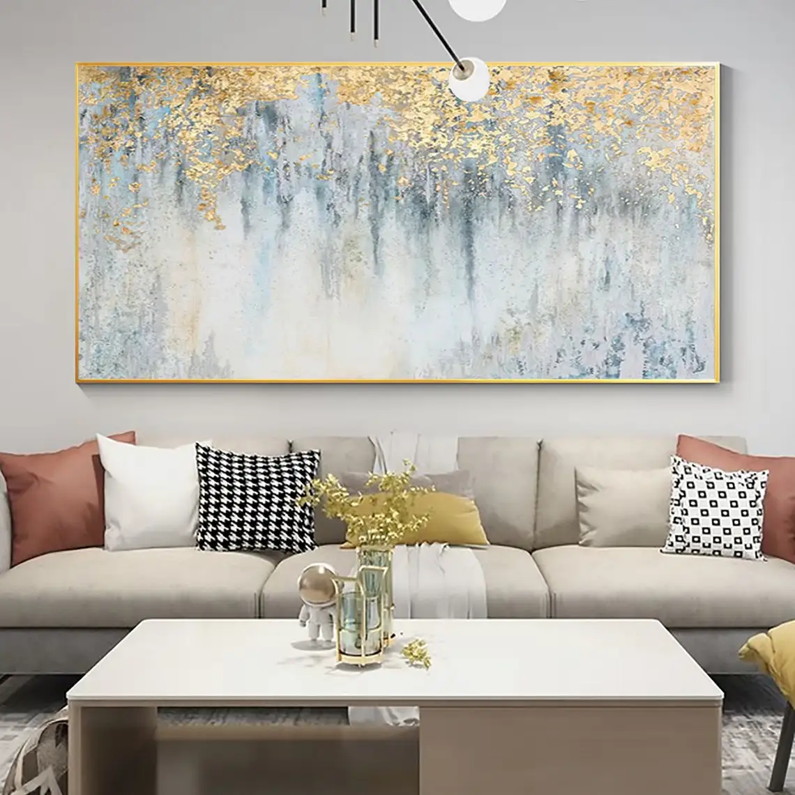 Abstract Gold Leaf Oil Painting On Canvas Original Modern Gold Foil Texture Painting Living Room Large Wall Art Home Decoration