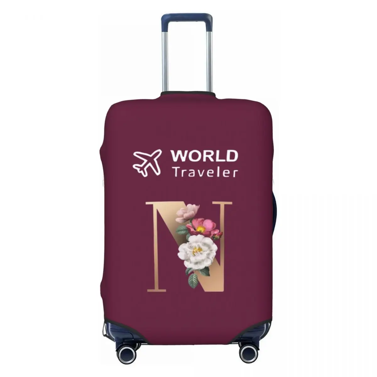 Gold Flower Letter N Print Suitcase Cover Flight Fashion Strectch Luggage Accesories Cruise Trip Protector Dust Proof