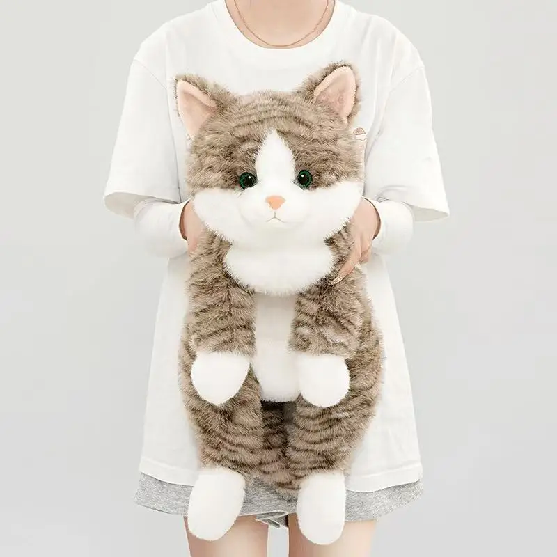 Lebensechte liegende Katze in 3 Farben, Plüschtier, weiches Stofftier, süße Plüschpuppe, liegend, lustiges Kätzchenkissen mit langen Armen, als Geschenk für Mädchen – Detail 10