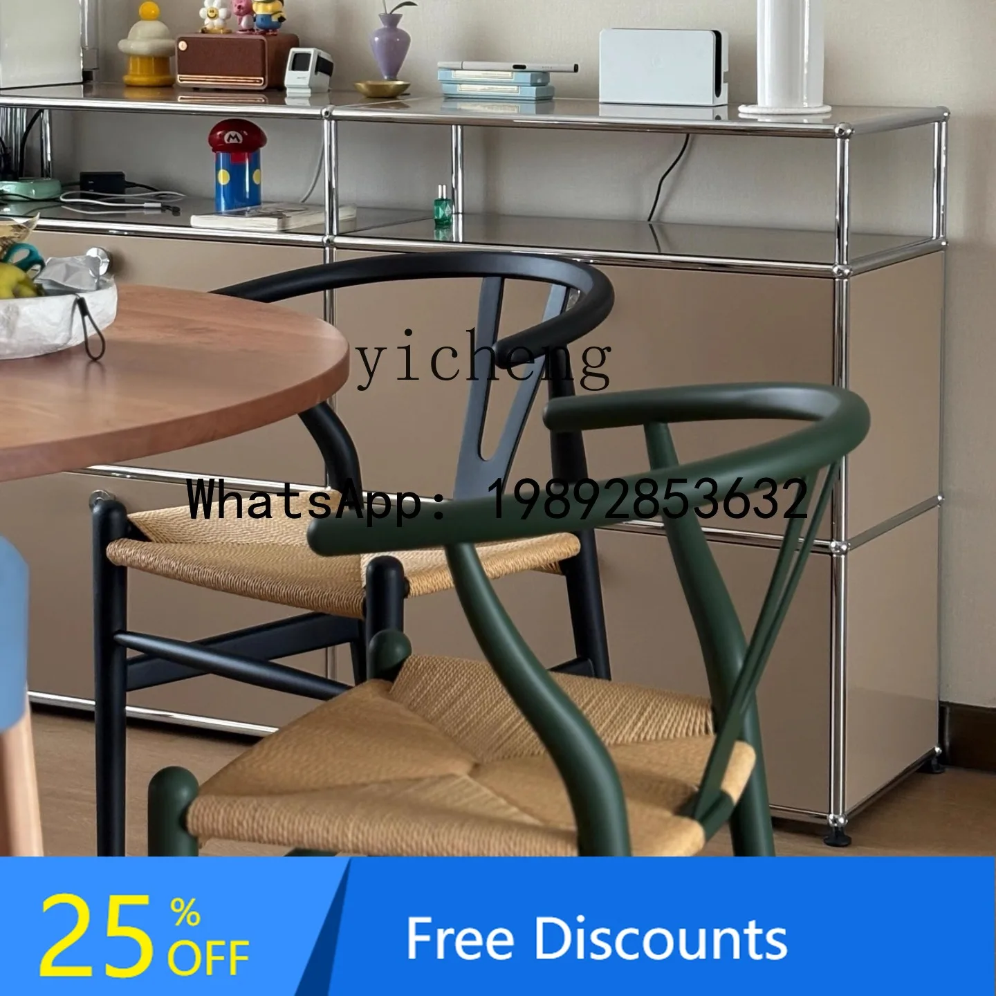 Dining Table and Chair Solid Wood Wishbone Chair Tea Art Single Chair