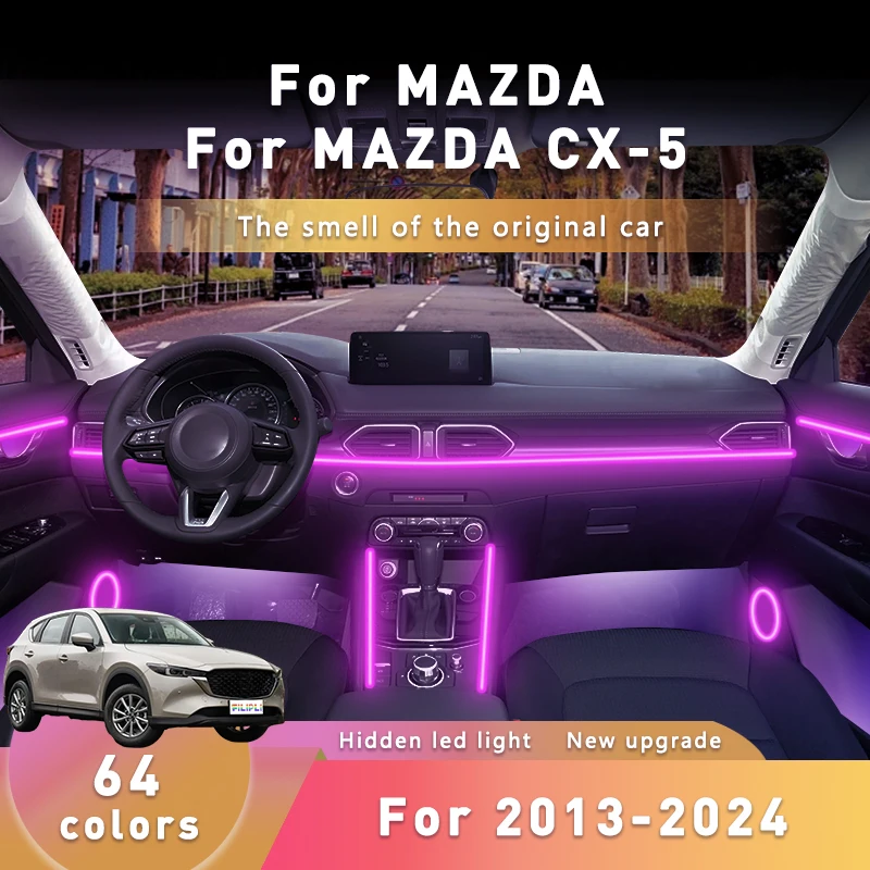 

FILIPLI для MAZDA CX-5 для 2013-2024 простой монтаж автомобильные окружающие освещение с управлением Bluetooth киберпанк автомобильный окружающий свет