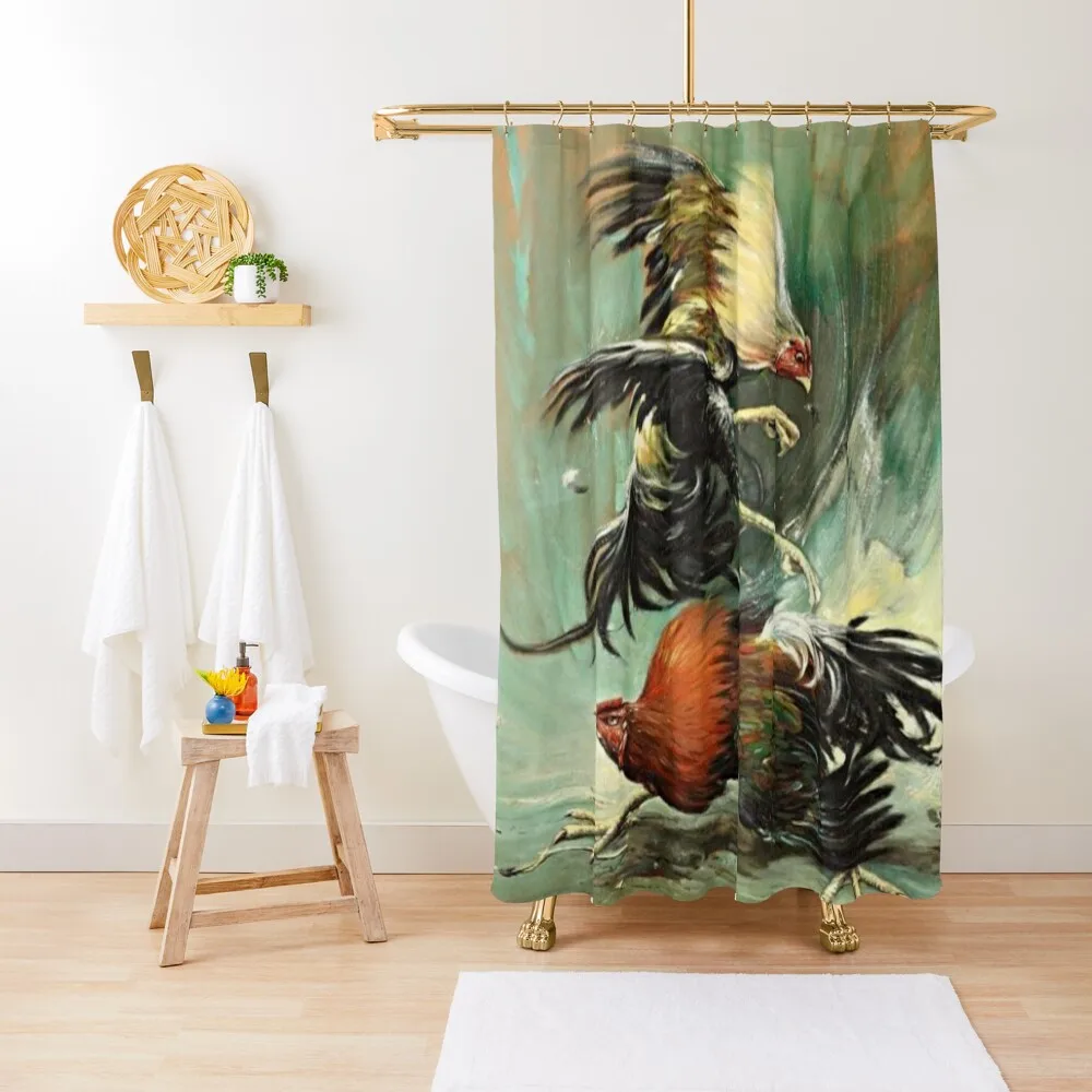 

Pelea de gallos, Rooster fight, cock fight Shower Curtain For Shower For Bathrooms With Beautiful Designs Curtain