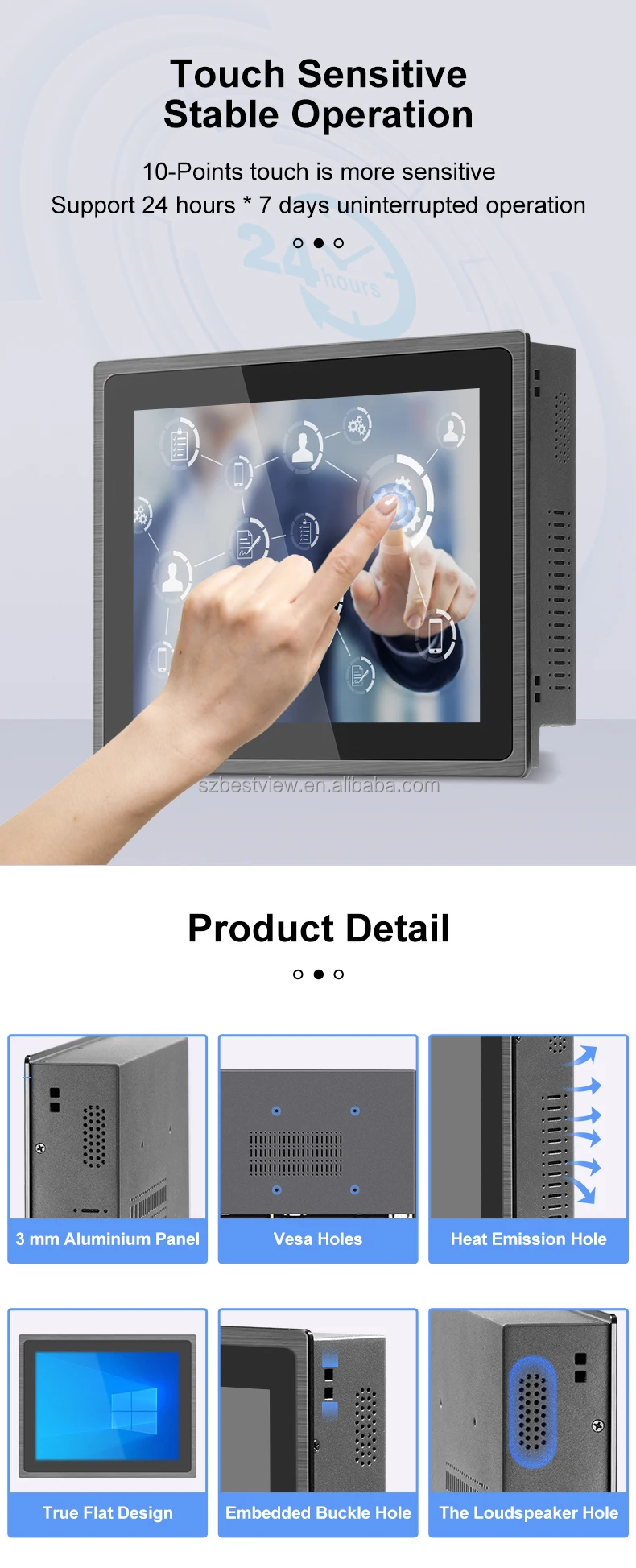 10.1 10.4 12.1 بوصة IP65 شاشة لمس صناعية بالسعة I5 /i7/i9 IP 65 ألومنيوم مدمج الكل في واحد PC Win10 / Linux
