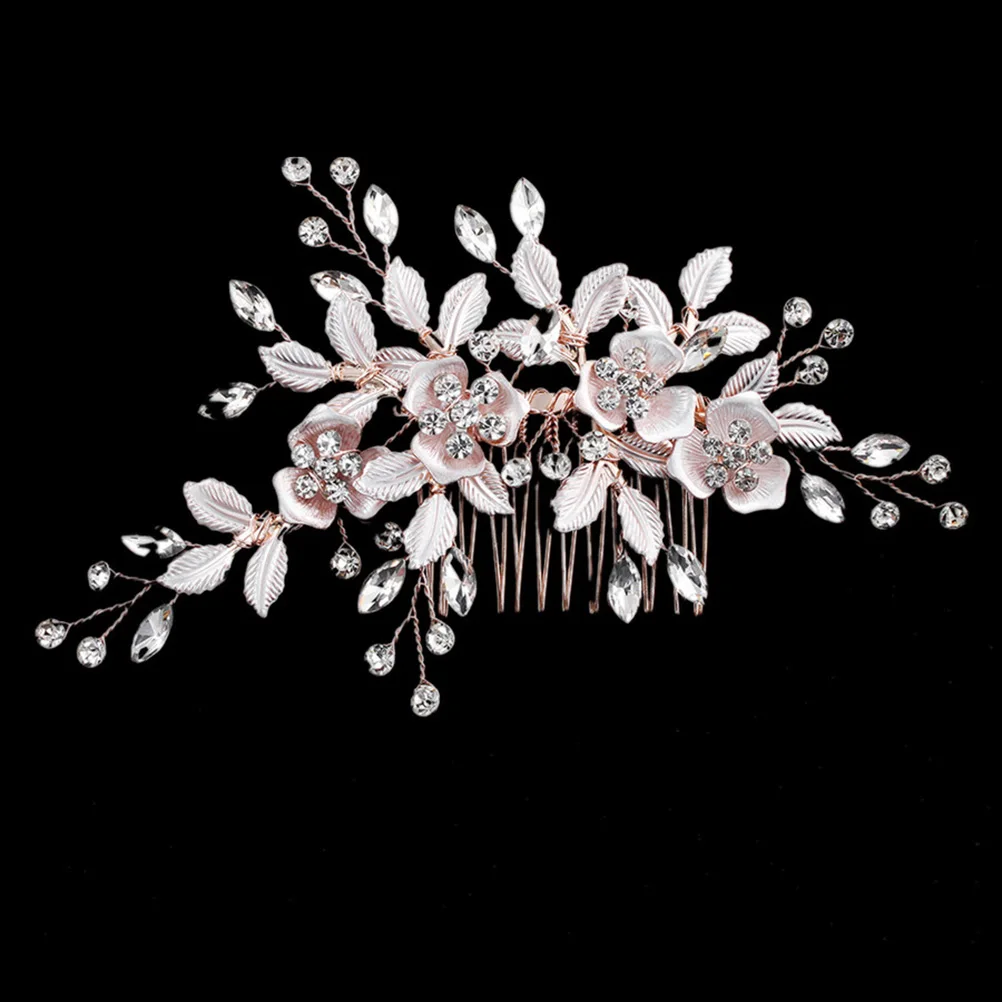 

Flowers Inlaid with Comb Decorative Combs Bridal Wedding Accessories Crystal Hairpiece Leaf