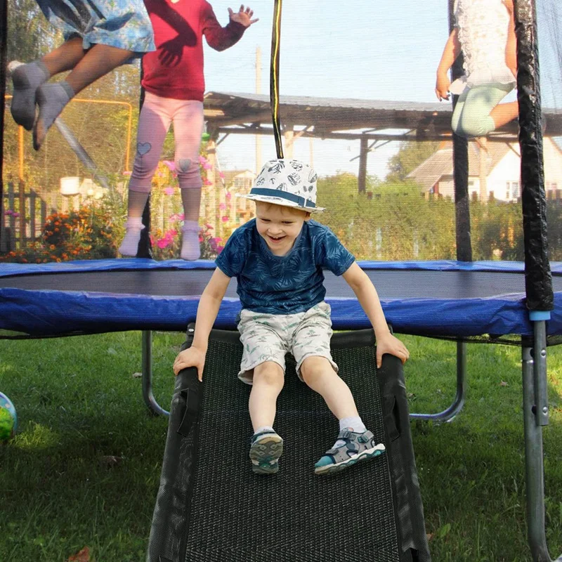 Universal Trampoline Slide With Handles,Outdoor Trampoline Slide Attachment For Kids Climb Up & Slide Down Durable