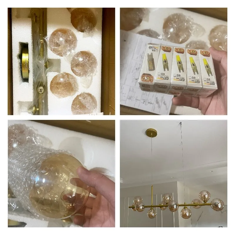 SANDYHA – plafonnier suspendu composé de boules de verre, design nordique moderne, luminaire décoratif d\'intérieur, idéal pour un salon, une salle à