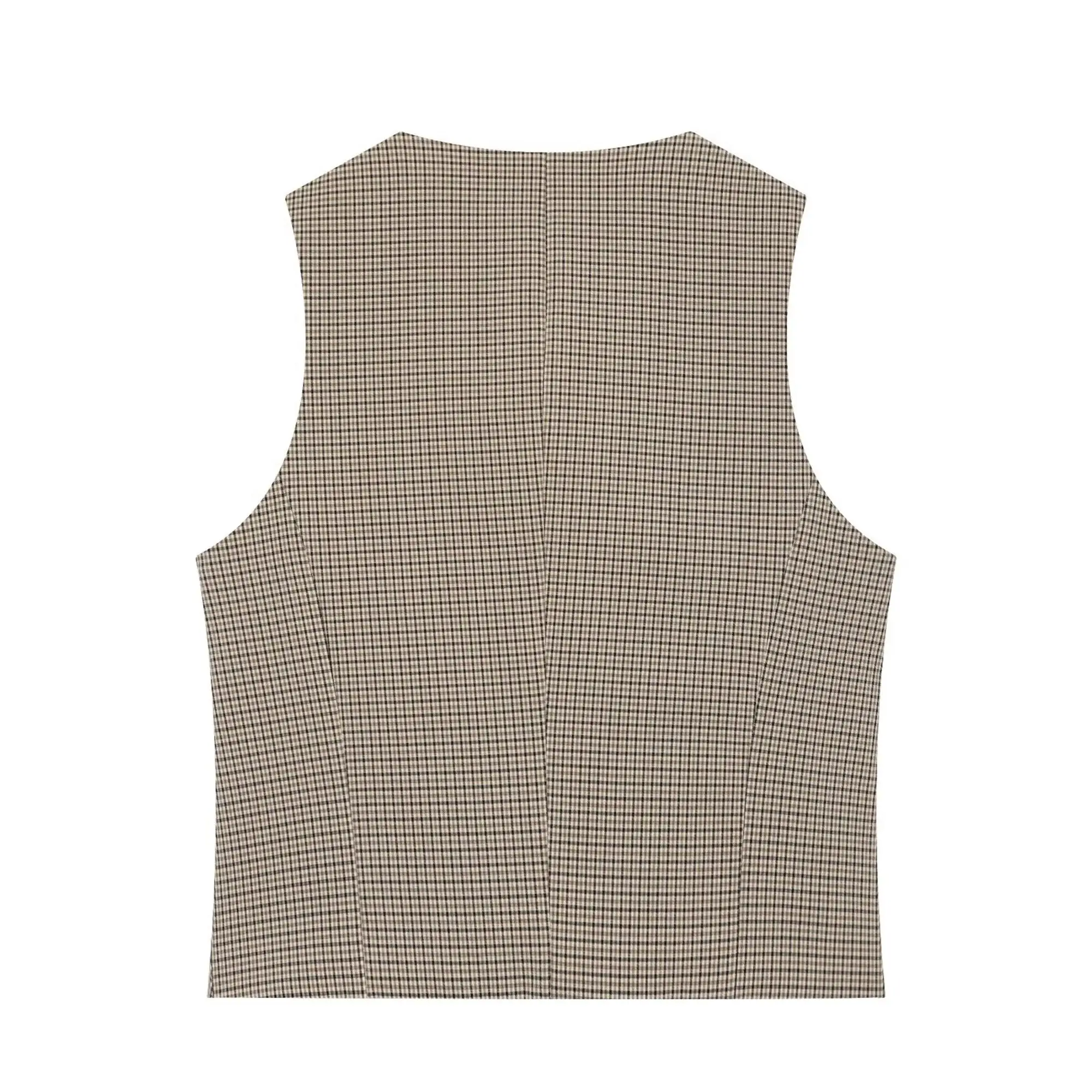 Damen Zweiteiler-Outfit: Ärmelloses O-Ausschnitt-Top, Blazer, Hochgeschnittene Weite Hose mit Gürtel, Eleganter Büro-Look, Neuer Herbstanzug – Detail 4