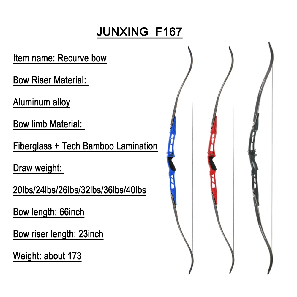 JUNXING F166 /167 Recurve Bow ILF Interface Archery Hunting Shooting Competition Bow