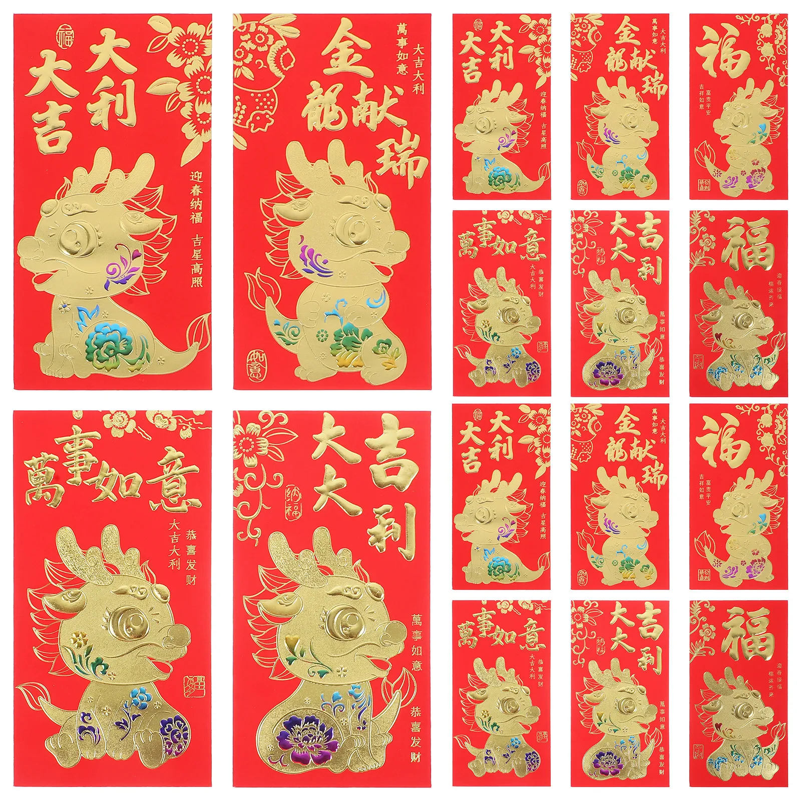

60Pcs Red Pockets Dragon Printed Envelopes Traditional Chinese New Year Money Packets Festival Lucky Gift Bags