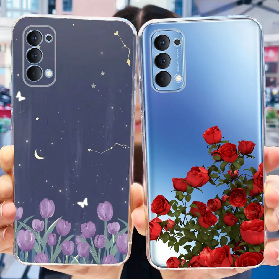 For OPPO Reno 4 Pro 4G Case Fashion Butterfly Floral Shockproof Clear Soft TPU Phone Back Cover For OPPO Reno 4 Reno4 Pro Bumper