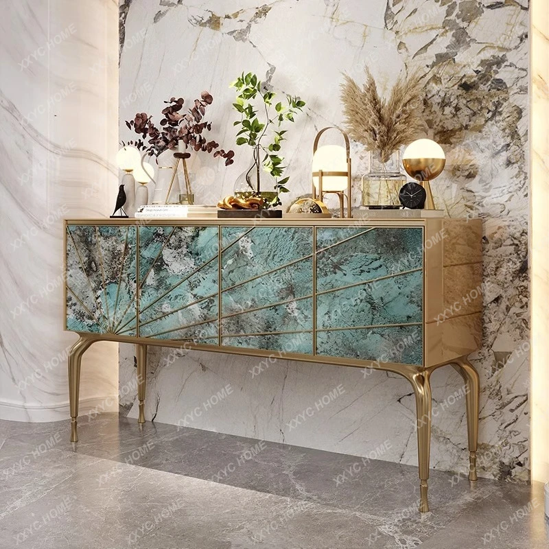 High sense Amazon green luxury stone art decoration side cabinet