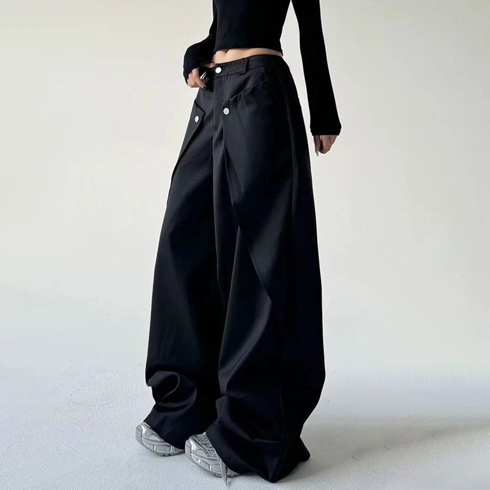 Mens Trousers Stitching Double-Layer Design Casual Pants Streetwear Fashion Grunge Old Money Men Wide-Leg Pants Men'S Wear 2025