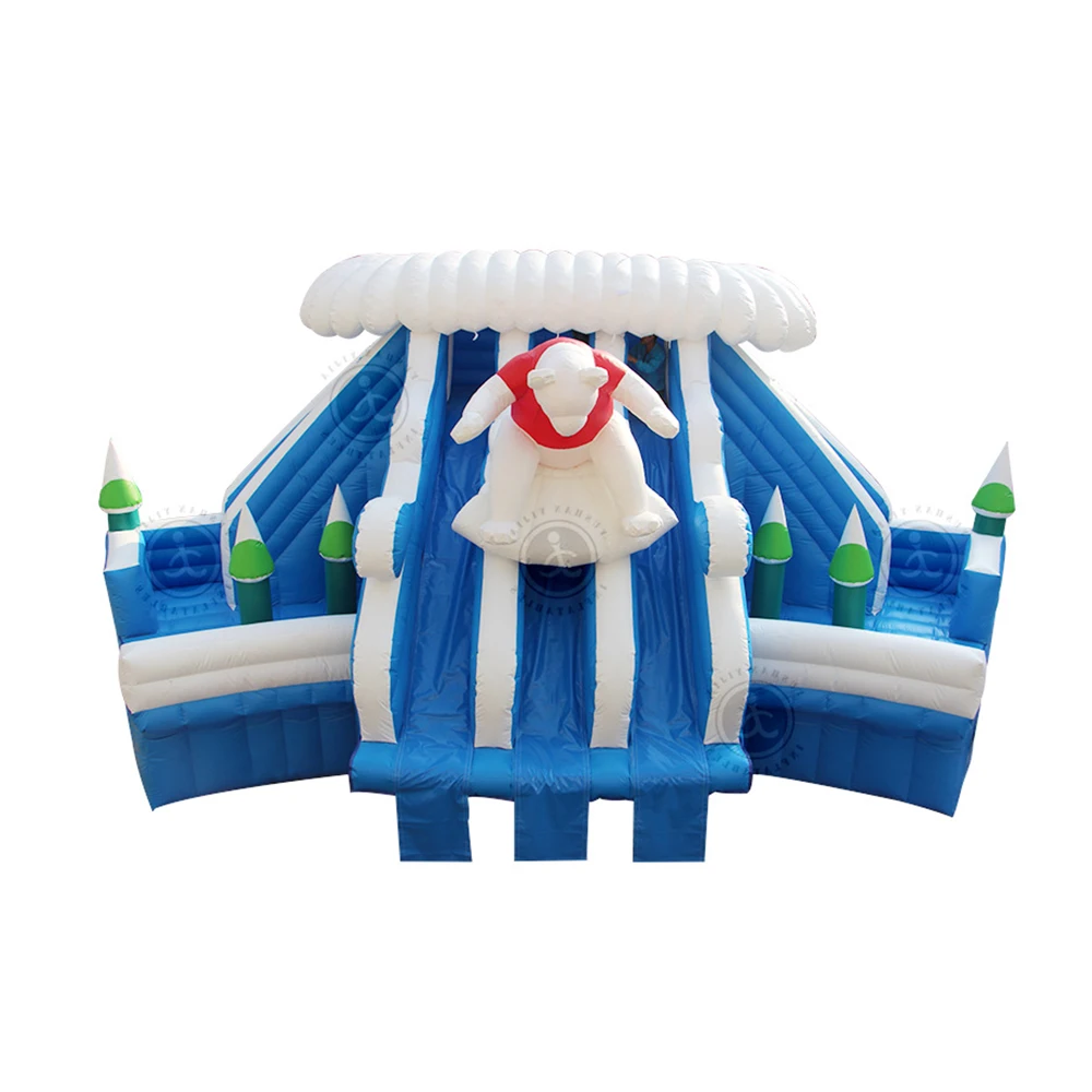 Cute polar bear outdoor slide children's inflatable castle, inflatable large slide castle,