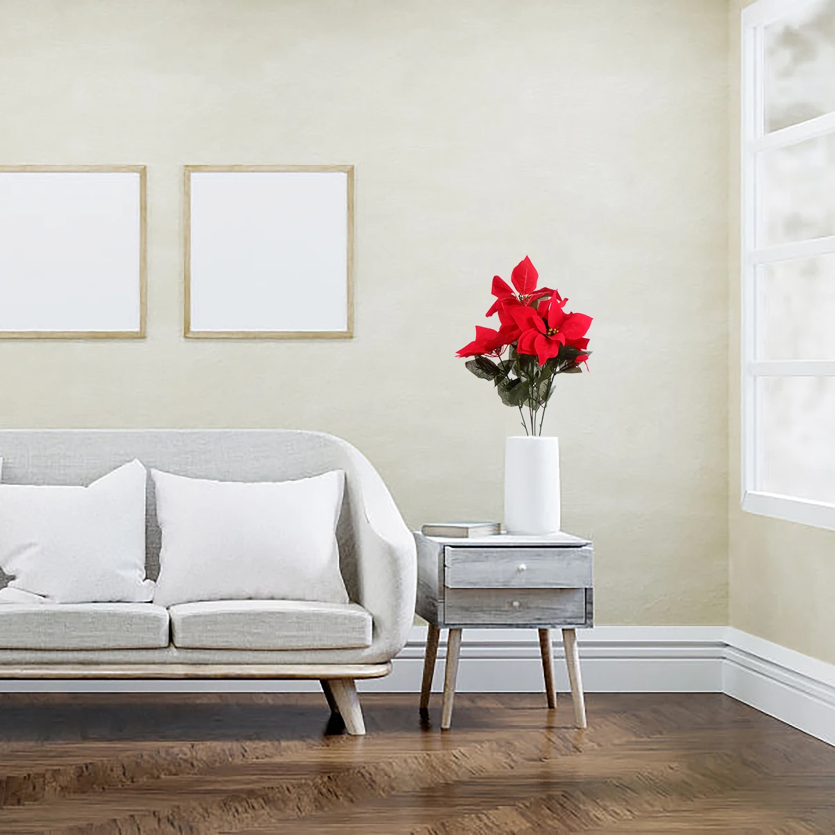 

Artificial Christmas Flower Office Decor Flowers for Decoration Desktop Eye-catching Poinsettia Flannel Floral Picks Home