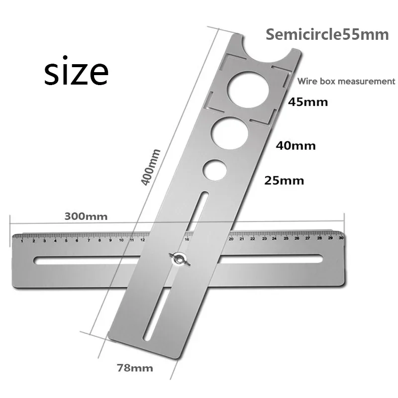 Multi-Functional Stainless Steel Ceramic Tile Hole Locator Ruler Adjustable Punching Hand Tool for House Decorated Work