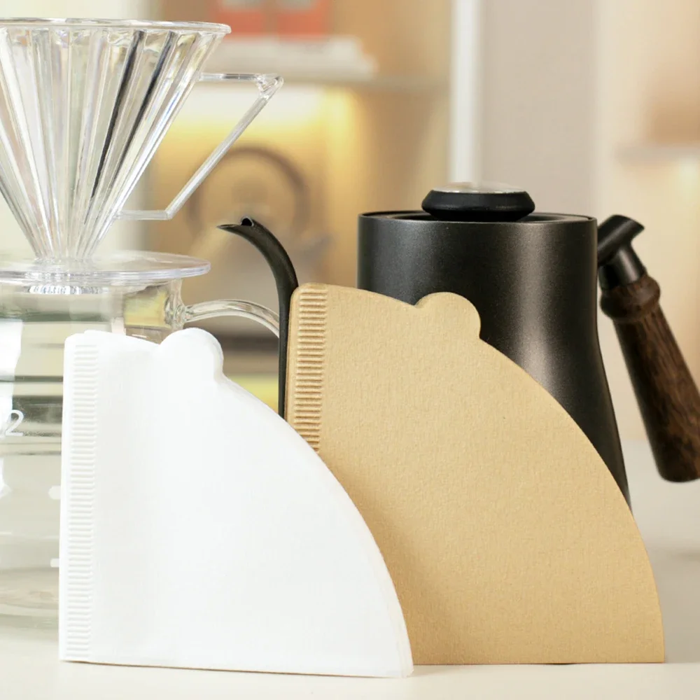 

100 pack coffee filter paper - sizes 01, 02, natural paper coffee filter paper, leak proof, suitable for hand brewing coffee