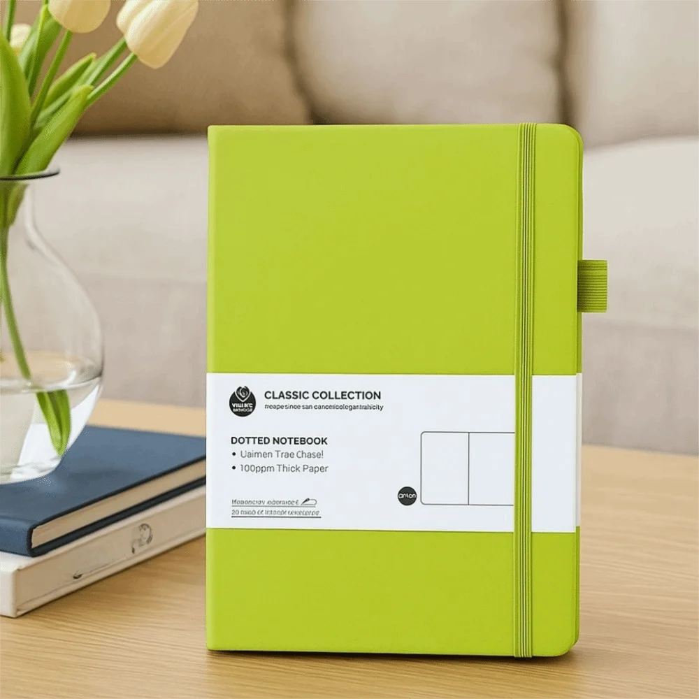 Simple Premium A5 Notebook Tie-strap Back Pocket Journal Notebook Bookmark Ribbon Business Notebook Business