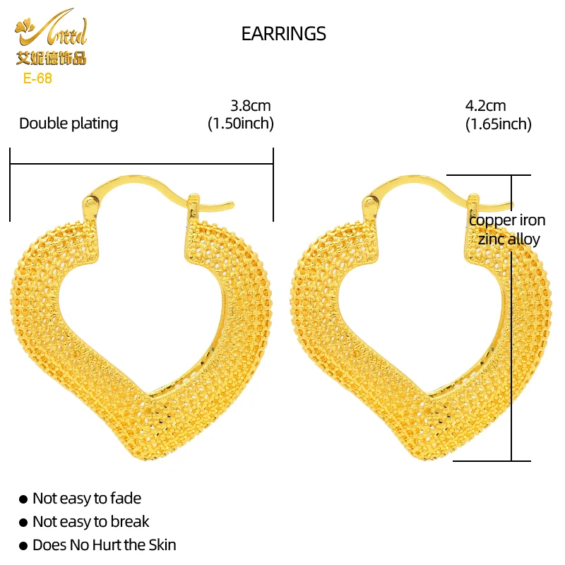 ANIID Dubai Gold Color Big Round Pircing Hoop Earrings Luxury Geometric Earrings for Women Jewelry Bride Wedding Party Gifts