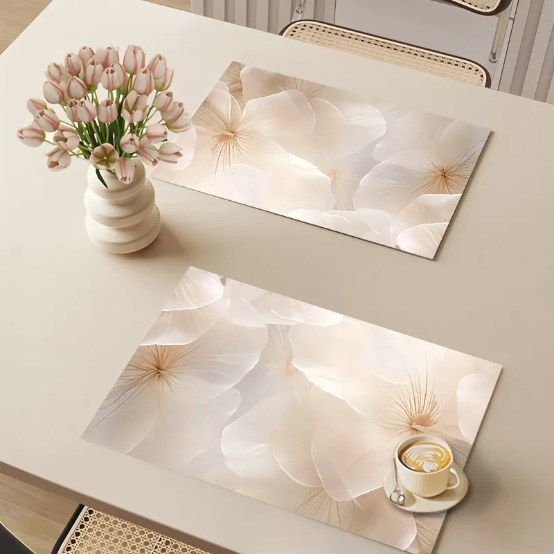 VIKAMA Cream Ginkgo Leaf Placemat Light Texture Waterproof Heat Resistant Pad For Dining Coffee Table Desktop Decor