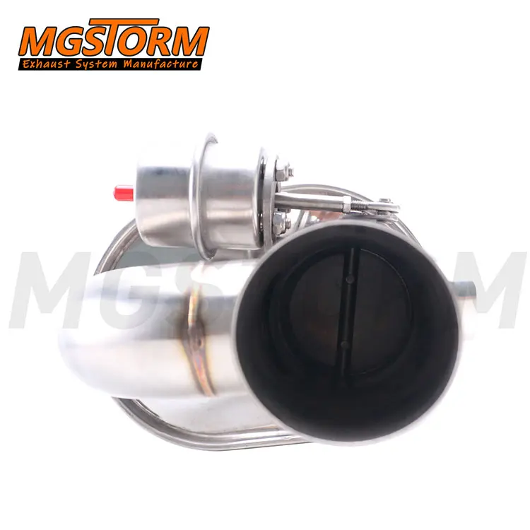 Universal T Shape Exhaust Muffler with Valve Switch Flow Exhaust Valvetronic Design 76mm Inlet 63mm Outlets 220x152mm Body Kit