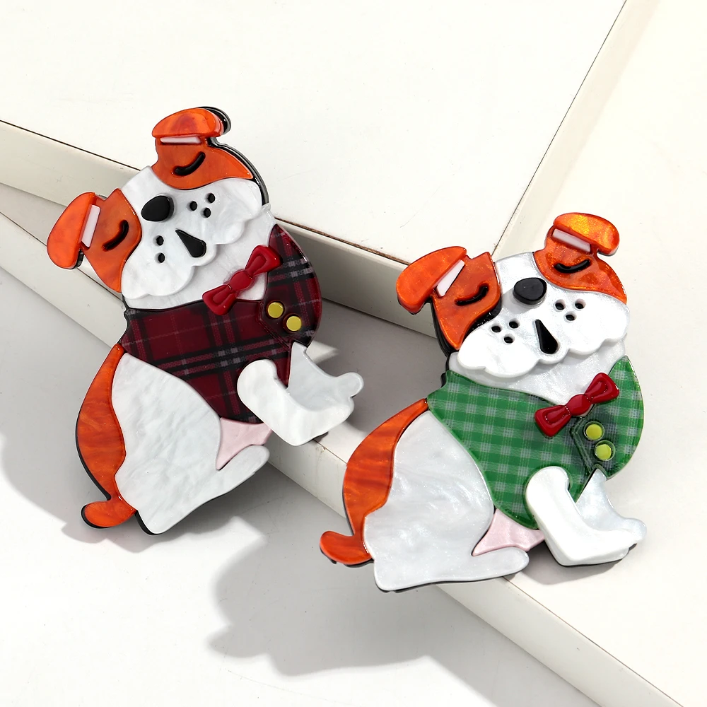 Mode Neue Acryl Schöne Tiere Hund Mit Fliege Große Broschen Niedlichen Cartoon Pet Abzeichen Pins für Frauen Unisex Schmuck 2026 Geschenke – Detail 2