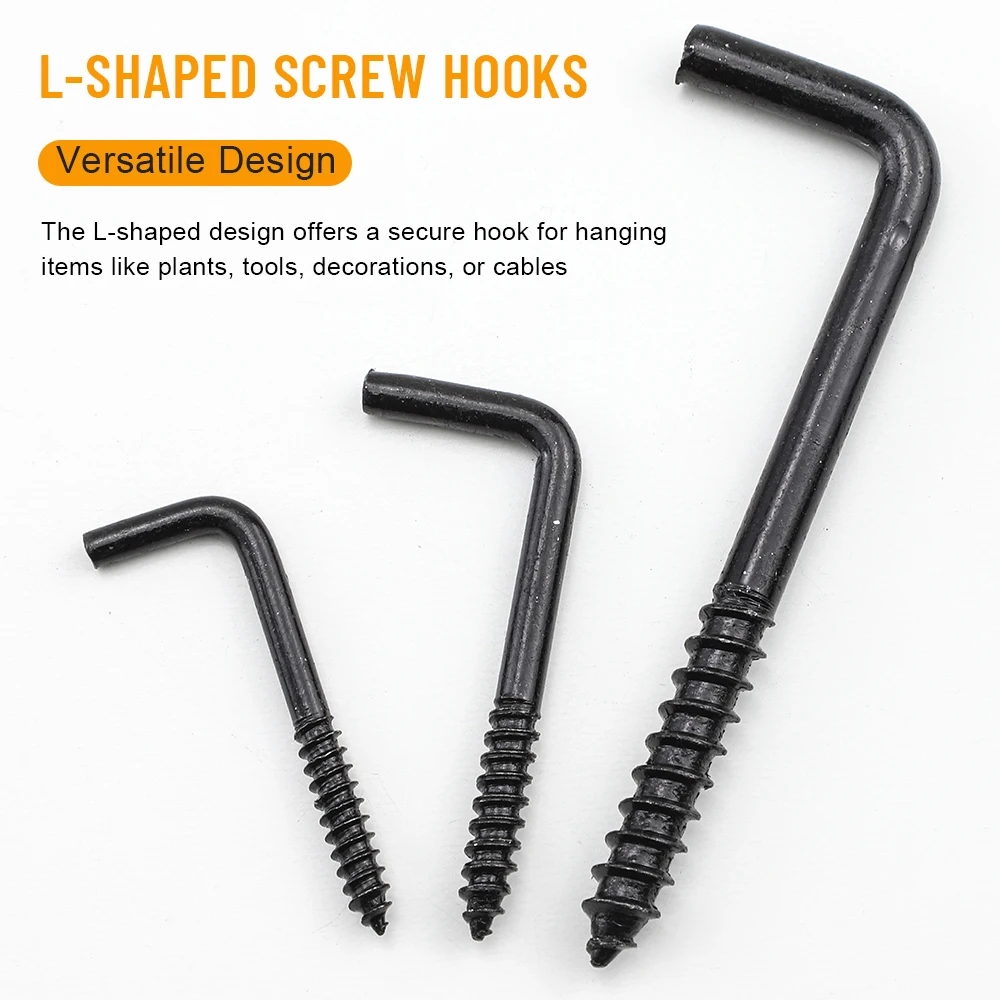 5~30pcs M2.4 M2.5 M3.7 M3.8 M4.7 L Shape Right Angle Screw-in Hook Screw Black Plated Carbon Steel L-shape Tapping Screw