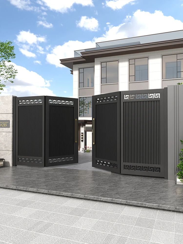 Premium Aluminum Alloy Electric Double Door for House Courtyard Rural SelfBuilt Home Garden Galvanized Gate
