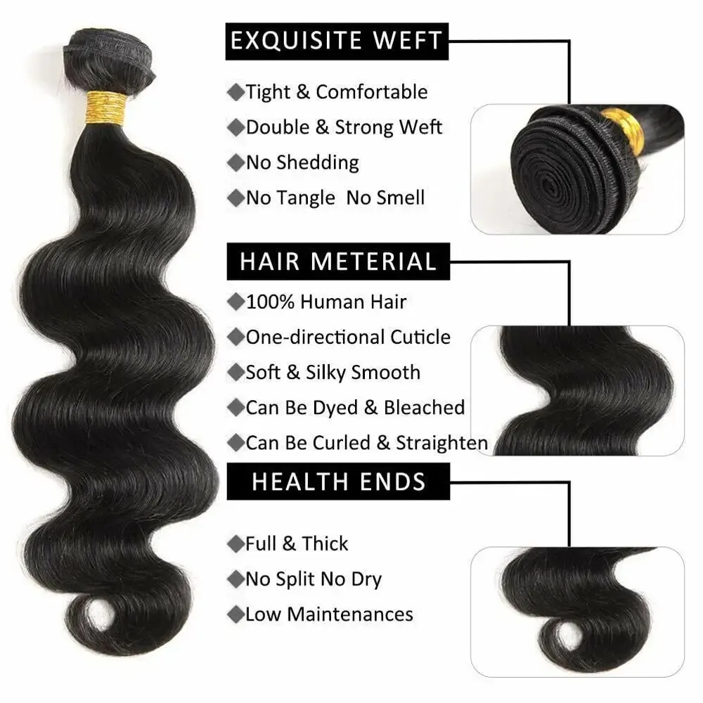 Human Hair Bundles 18 20 22 Inch Body Wave Bundles Human Hair Brazilian Hair Weave Bundles Human Hair for Women Extensions