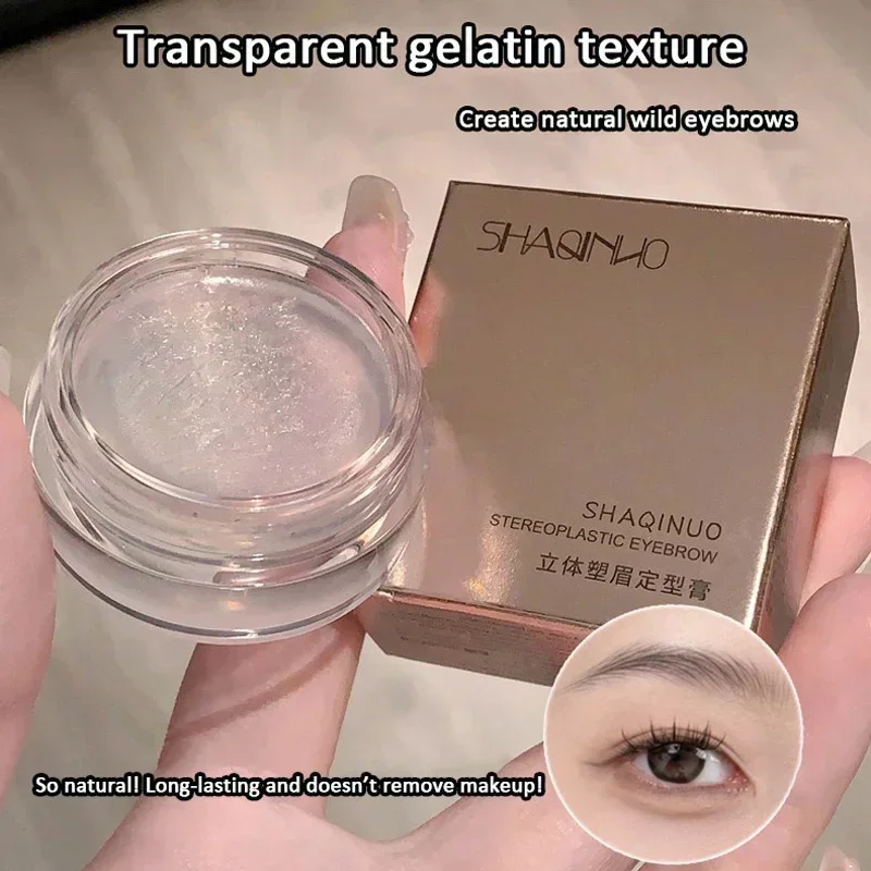 Crema de jabón para cejas estereoplásica transparente con cepillo, Gel para cejas, cera, estilismo para cejas salvajes masculinas y femeninas, juego de herramientas con forma