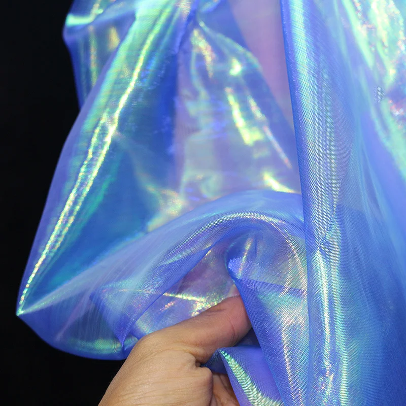 1/3/5/M Soft Holographic Gradient Organza Fabric Transparent Gauze Voile Flash Iridescent Fashion Stage Dresses Designer Fabric