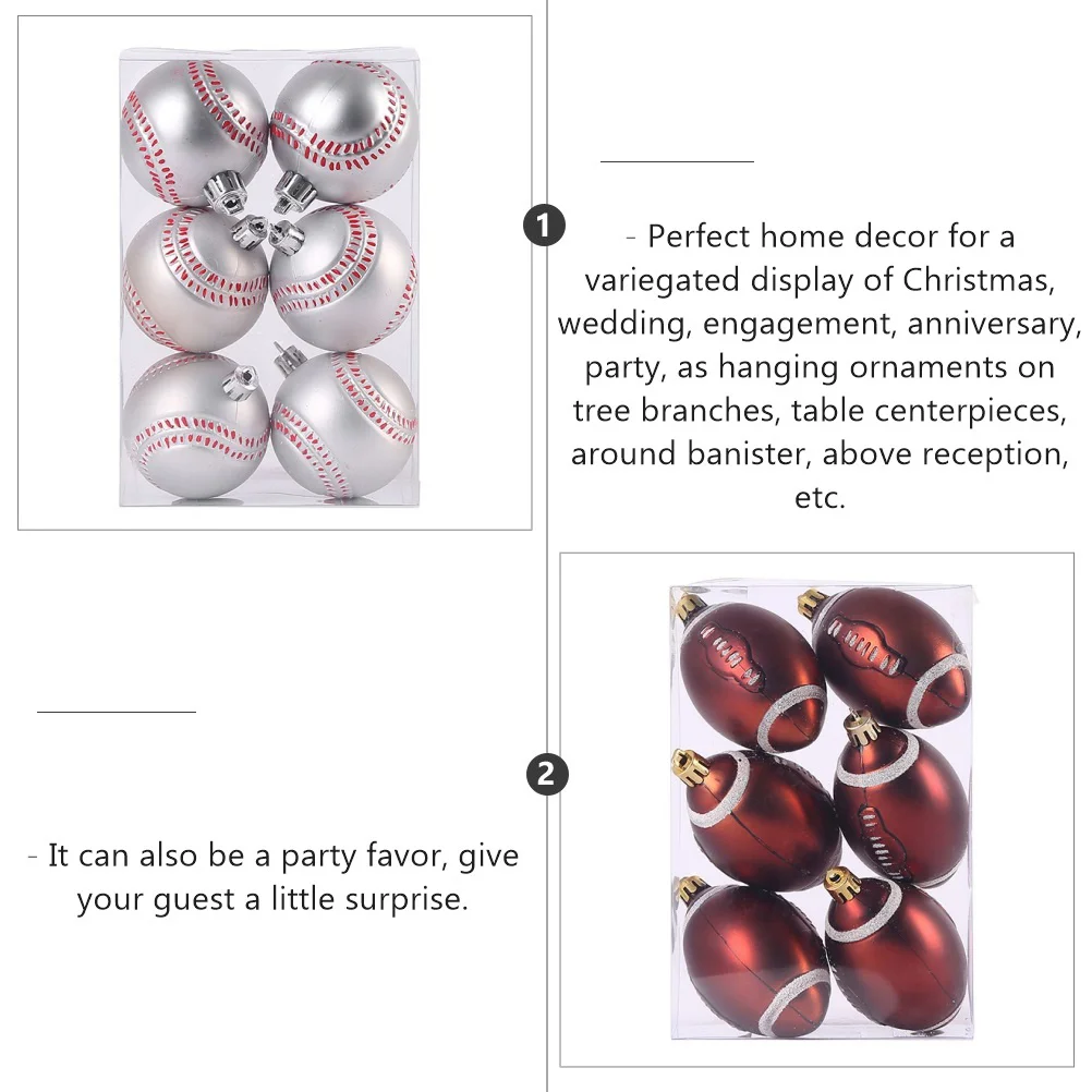 

Football Hanging Decorations Decorative Baseballs Holiday Party Sports Ornaments Christams