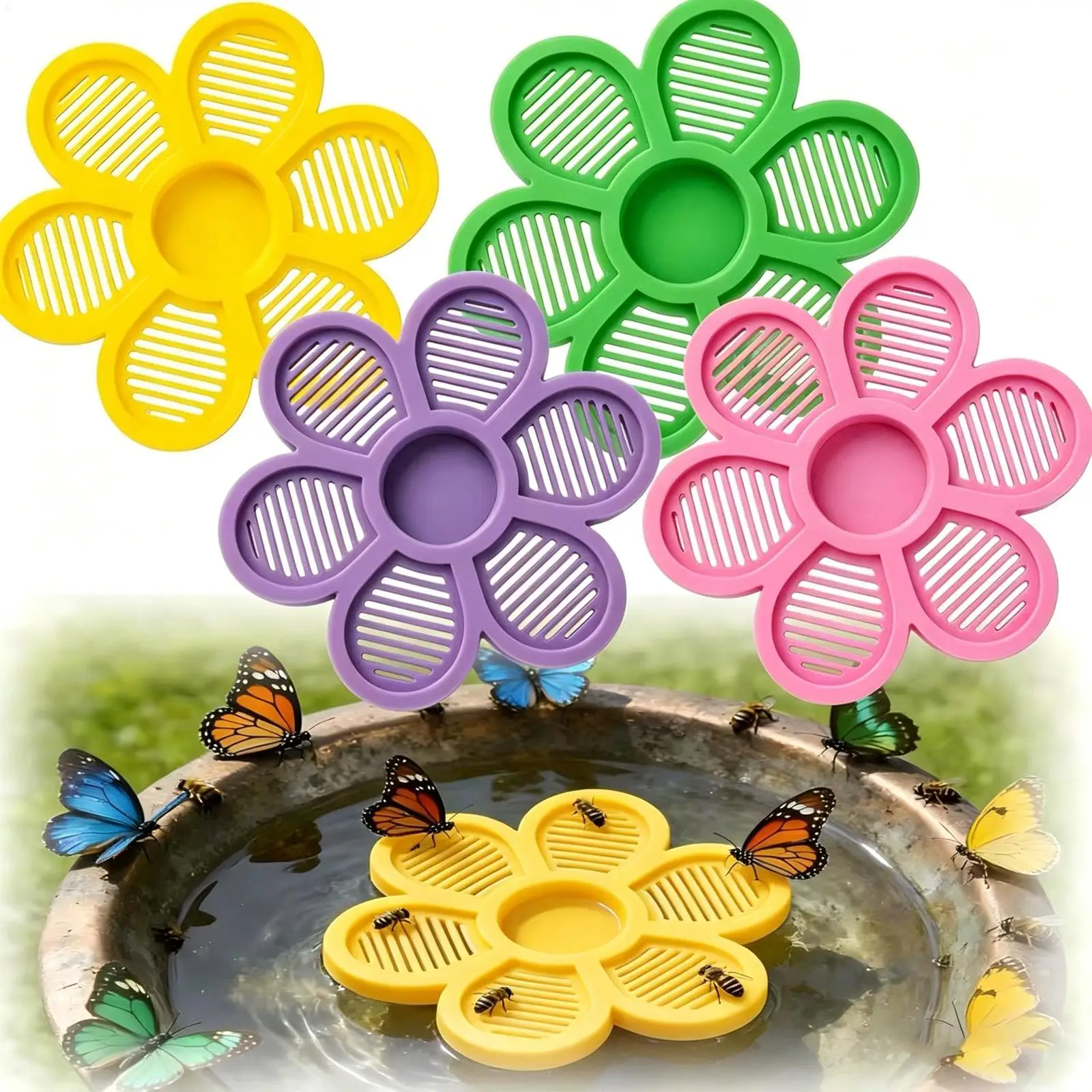 Floating Bee Island-Bee Waterer Bee Insect Drinking Tray Beekeeping Setups Luring Insect Waterer Island Tray For Outdoor Garden