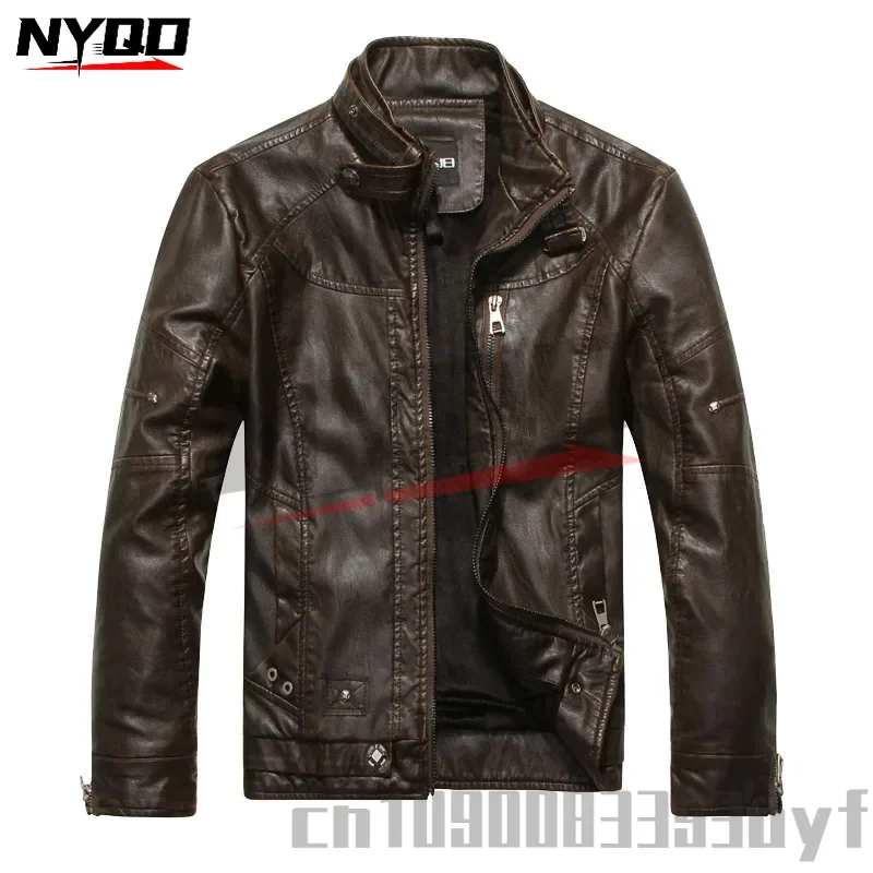 

Autumn and Winter Men's Motorcycle Leather Jacket PU Leather Jacket Fashion Coat Motorbike Jacket Large Size M-5XL