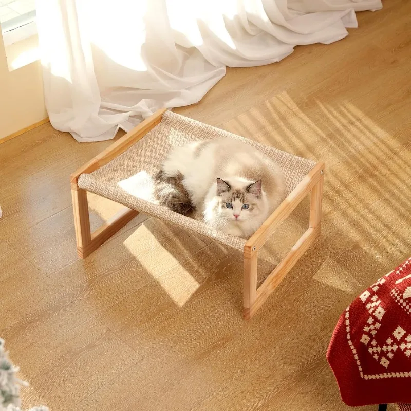 Dog Bed, Large Breathable Cat Bed, Wooden Cat Hammock for Outdoor, 21 X 16.5 Inch Elevated Pet Furniture Suitable for Kitty