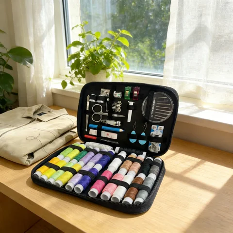 1 PC Large Complete Sewing Kit Set, Threads Needles Scissors Tape Measure Buttons Included for DIY Handcraft Home Travel Use